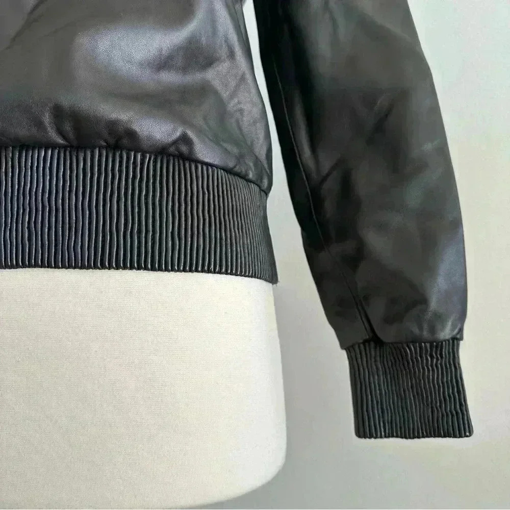 Givenchy Lambskin Leather Crewneck Sweatshirt Top Buttery Soft 38/ XS - Picture 13 of 14
